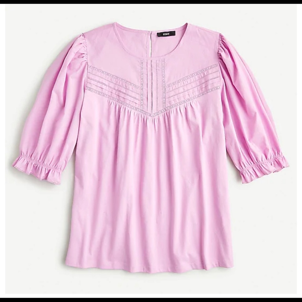 J Crew Puffed-sleeve woven lace top